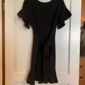 H&M Black Flutter Sleeve Waffle Short Dress;  XS